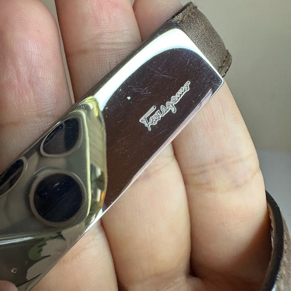 Salvatore Ferragamo Thin Brown Leather Belt Size S
